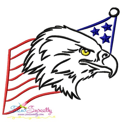 Patriotic Bald Eagle-4 Embroidery Design Pattern-1