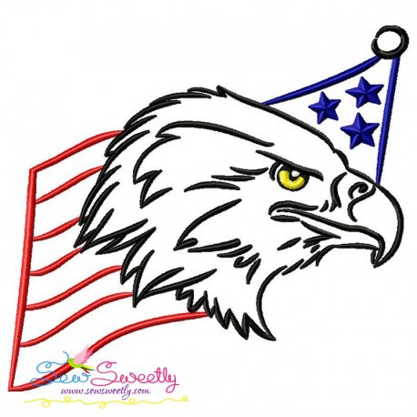 Patriotic Bald Eagle-4 Embroidery Design Pattern
