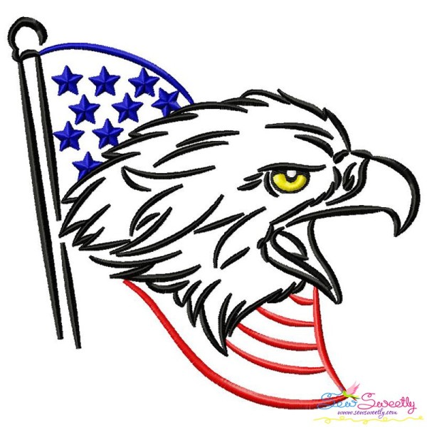 Patriotic Bald Eagle-2 Embroidery Design Pattern-1