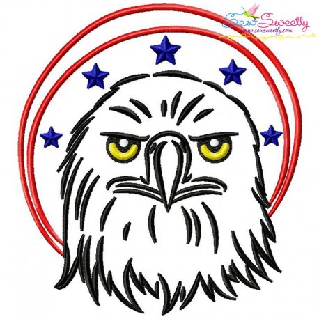 Patriotic Bald Eagle-1 Embroidery Design Pattern