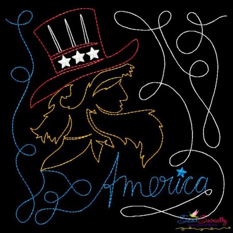 America Patriotic Colorwork Block Embroidery Design