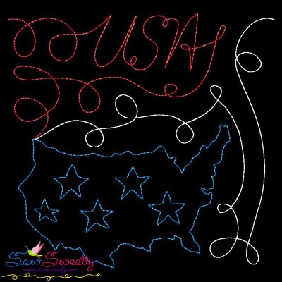 USA Map Patriotic Colorwork Block Embroidery Design Pattern-1