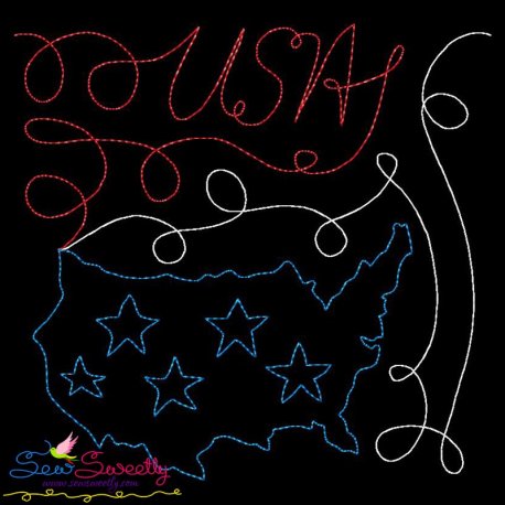 USA Map Patriotic Colorwork Block Embroidery Design Pattern