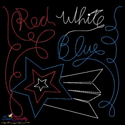 Red White Blue Patriotic Colorwork Block Embroidery Design Pattern-1