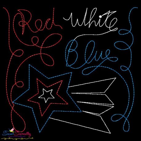 Red White Blue Patriotic Colorwork Block Embroidery Design Pattern