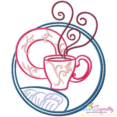 Color Satin Stitches Tea Time-10 Embroidery Design Pattern-1