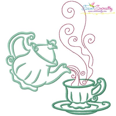 Color Satin Stitches Tea Time-8 Embroidery Design Pattern-1