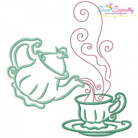 Color Satin Stitches Tea Time-8 Embroidery Design Pattern