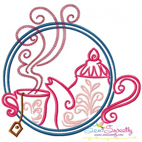 Color Satin Stitches Tea Time-7 Embroidery Design Pattern