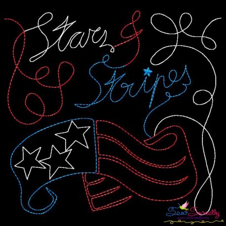 Stars and Stripes Patriotic Colorwork Block Embroidery Design Pattern
