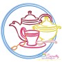 Color Satin Stitches Tea Time-4 Embroidery Design Pattern-1