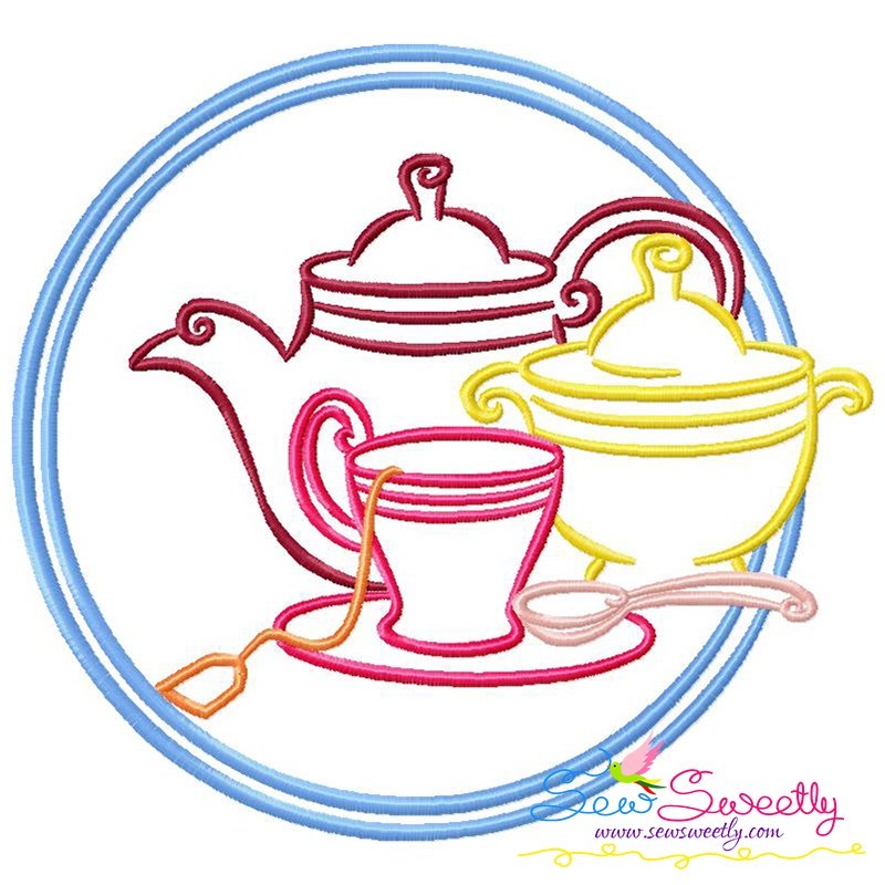 Color Satin Stitches Tea Time4 Embroidery Design Sew Sweetly