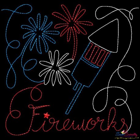 Fireworks Patriotic Colorwork Block Embroidery Design- 1