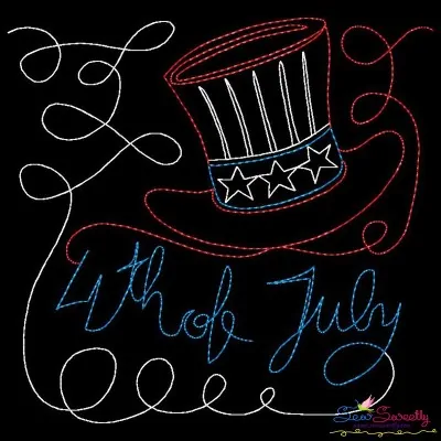 4th of July Patriotic Hat Colorwork Block Embroidery Design Pattern-1