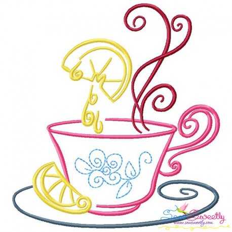 Color Satin Stitches Tea Time-1 Embroidery Design Pattern-1