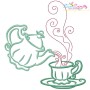 Color Satin Stitches Tea Time Embroidery Design Bundle-10