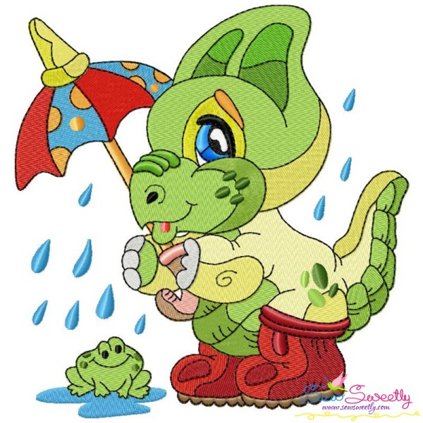 Rainy Baby Dinosaur-10 Embroidery Design Pattern-1