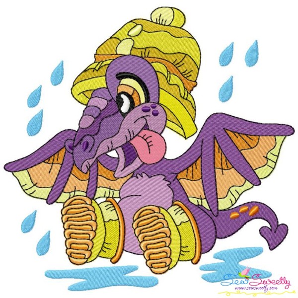 Rainy Baby Dinosaur-8 Embroidery Design Pattern-1