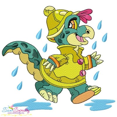 Rainy Baby Dinosaur-9 Embroidery Design- 1