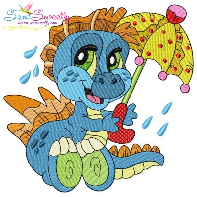 Rainy Baby Dinosaur-7 Embroidery Design- 1