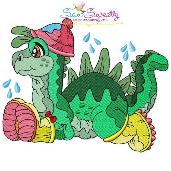 Rainy Baby Dinosaur-6 Embroidery Design Pattern-1