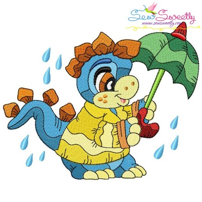 Rainy Baby Dinosaur-5 Embroidery Design- 1