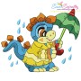 Rainy Baby Dinosaur-5 Embroidery Design Pattern-1