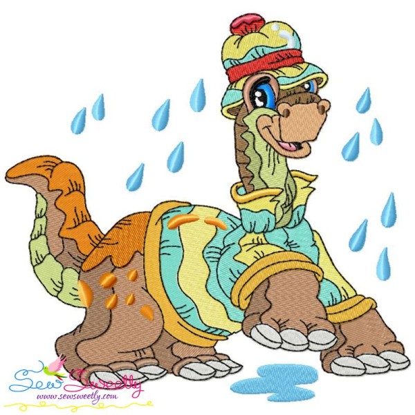 Rainy Baby Dinosaur-3 Embroidery Design Pattern-1