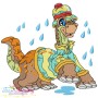 Rainy Baby Dinosaur-3 Embroidery Design Pattern-1
