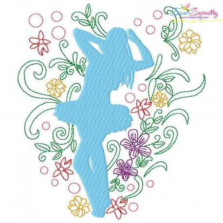 Spring Flowers Dancing Girl-10 Embroidery Design Pattern