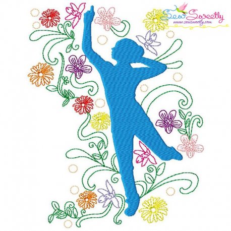 Spring Flowers Dancing Girl-9 Embroidery Design Pattern