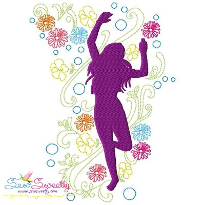 Spring Flowers Dancing Girl-8 Embroidery Design Pattern-1