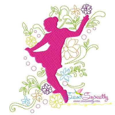 Spring Flowers Dancing Girl-7 Embroidery Design Pattern-1