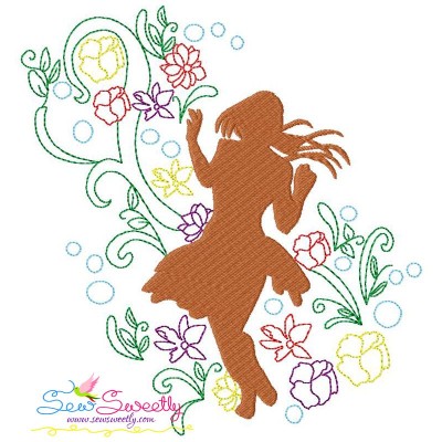 Spring Flowers Dancing Girl-5 Embroidery Design Pattern-1