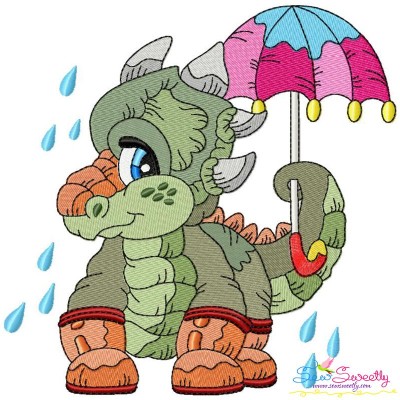 Rainy Baby Dinosaur-4 Embroidery Design Pattern-1