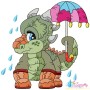 Rainy Baby Dinosaurs Embroidery Design Bundle-3