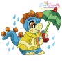 Rainy Baby Dinosaurs Embroidery Design Bundle-5