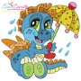 Rainy Baby Dinosaurs Embroidery Design Bundle-9