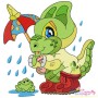 Rainy Baby Dinosaurs Embroidery Design Bundle-11