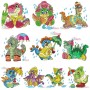 Rainy Baby Dinosaurs Embroidery Design Bundle-1