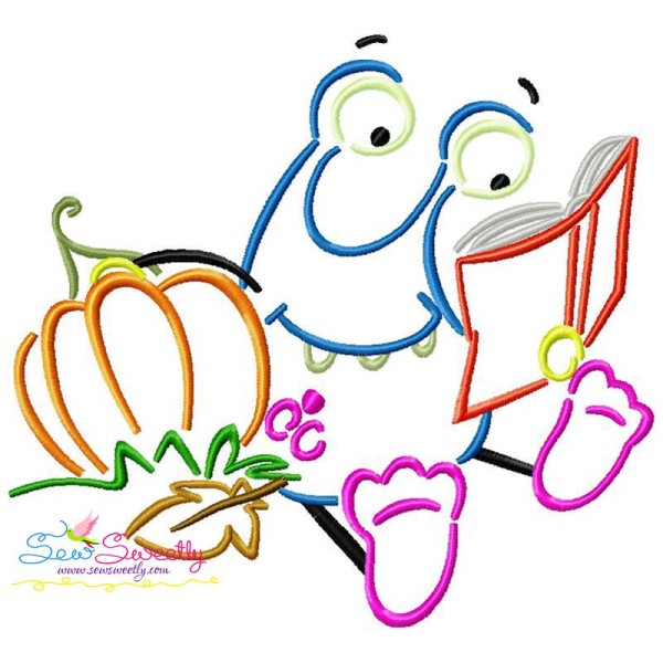 Reading in Fall Monster-9 Embroidery Design Pattern-1