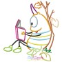 Reading in Fall Monster-8 Embroidery Design Pattern-1