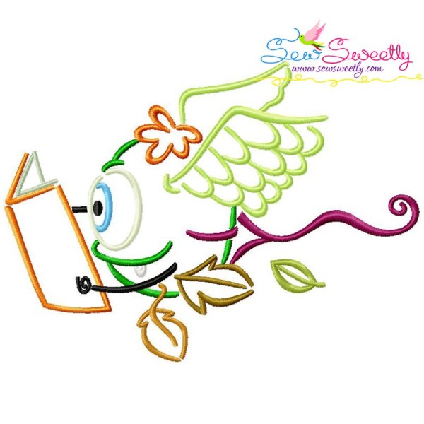 Reading in Fall Monster-6 Embroidery Design Pattern-1