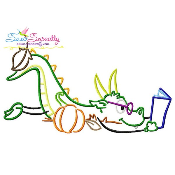 Reading in Fall Monster-4 Embroidery Design Pattern-1