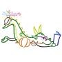Reading in Fall Monster-4 Embroidery Design Pattern-1