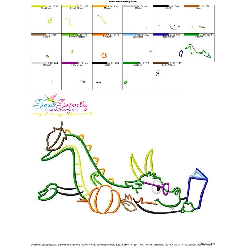 Monster Embroidery Pattern Reading in Fall Monster-4 Embroidery Design Pattern