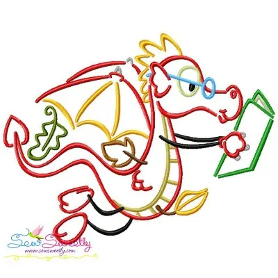 Reading in Fall Monster-1 Embroidery Design Pattern-1