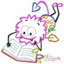 Reading in Fall Monsters Embroidery Design Bundle-4