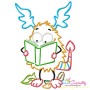 Reading in Fall Monsters Embroidery Design Bundle-5