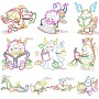 Reading in Fall Monsters Embroidery Design Bundle-1